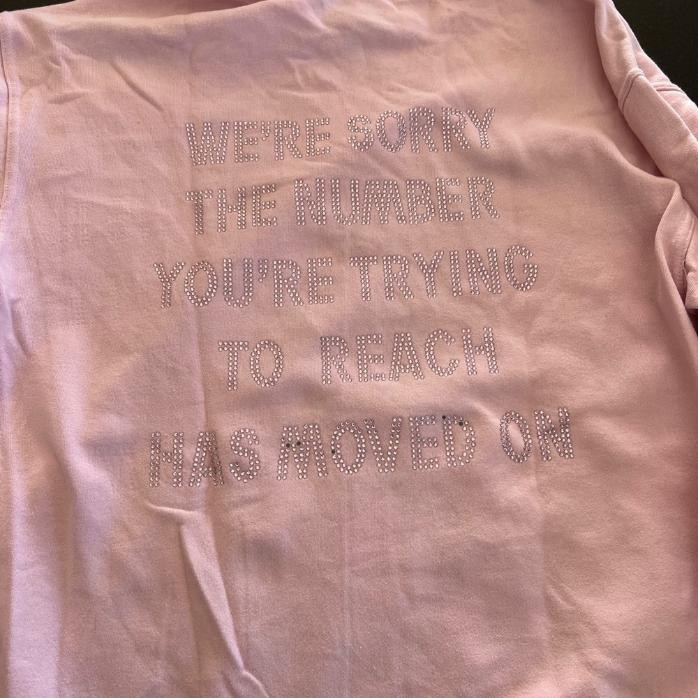Pink Rhinestone Text Hoodie - Picture 2 of 3